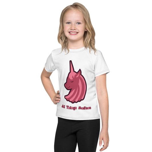 Unicorn (1 tone pink) Kids crew neck t-shirt
