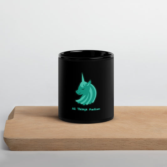 Unicorn (green) Black Glossy Mug