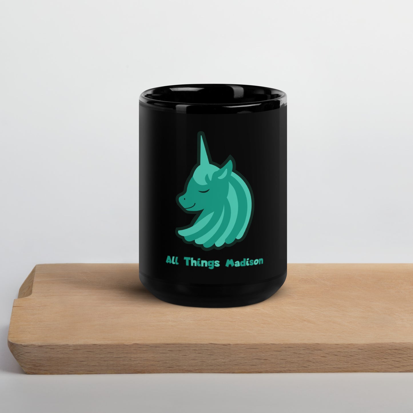 Unicorn (green) Black Glossy Mug