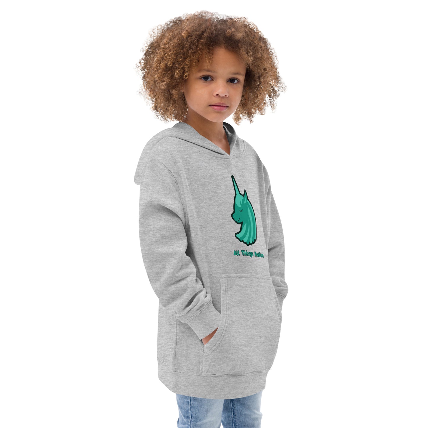 Kids Unicorn (Green) fleece hoodie