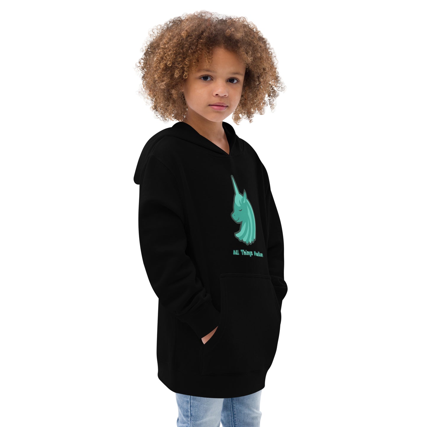 Kids Unicorn (Green) fleece hoodie