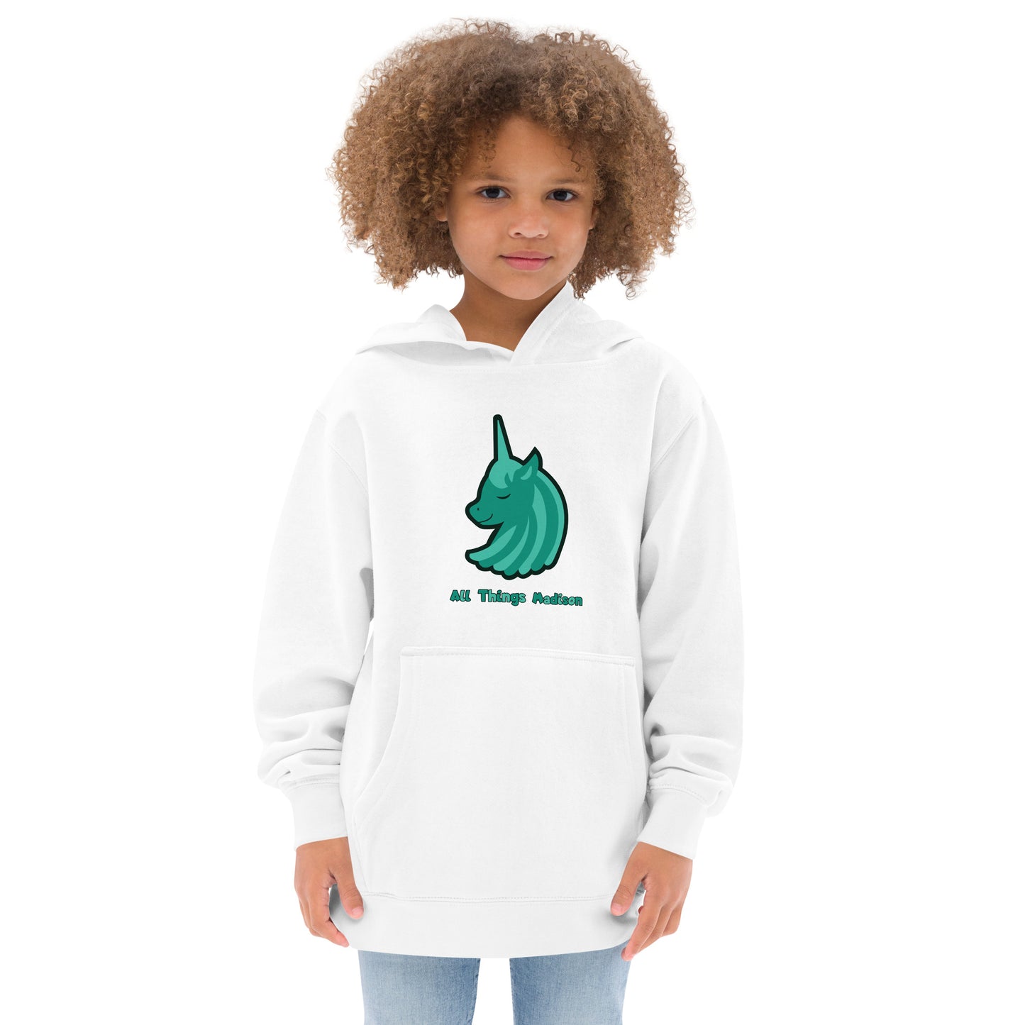 Kids Unicorn (Green) fleece hoodie