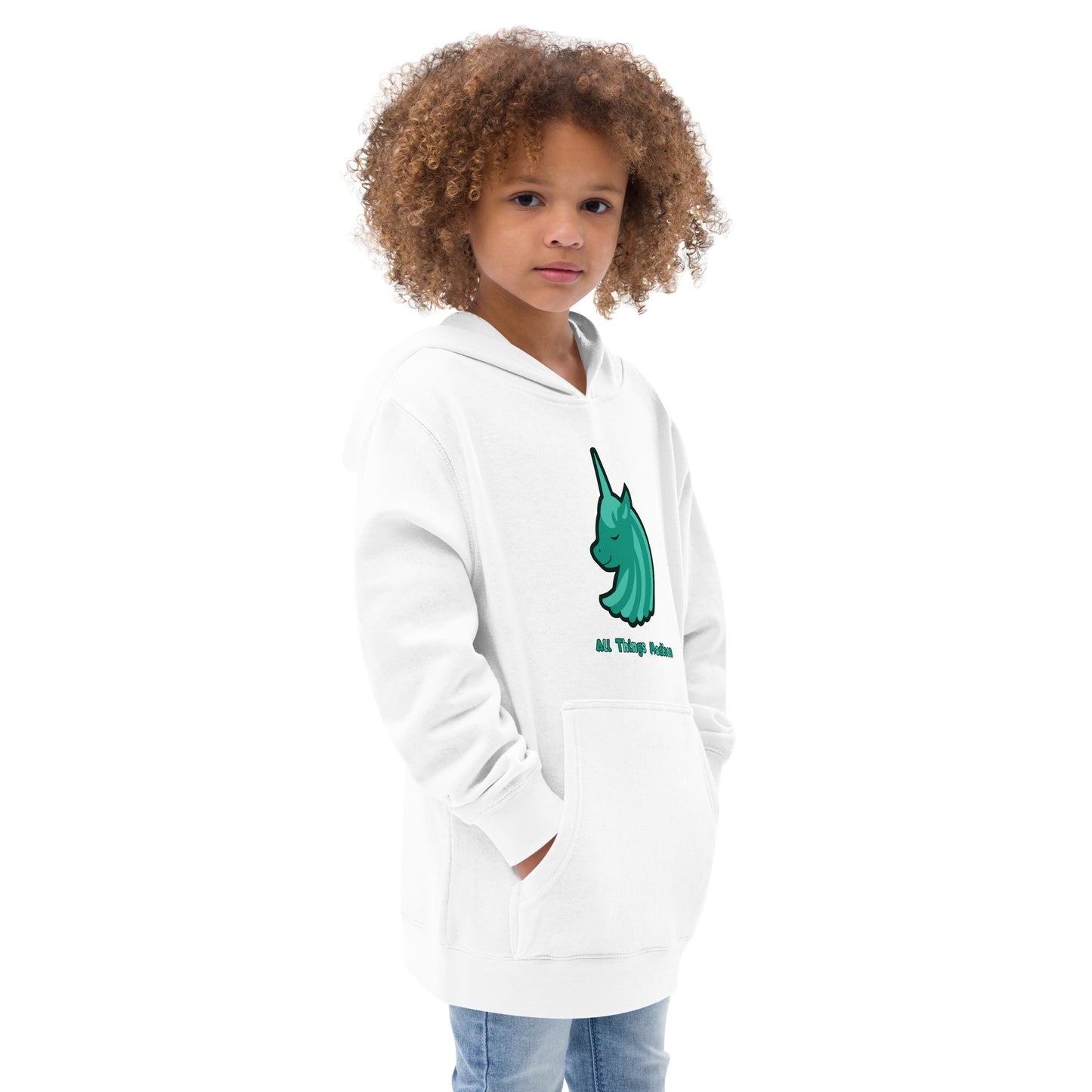 Kids Unicorn (Green) fleece hoodie