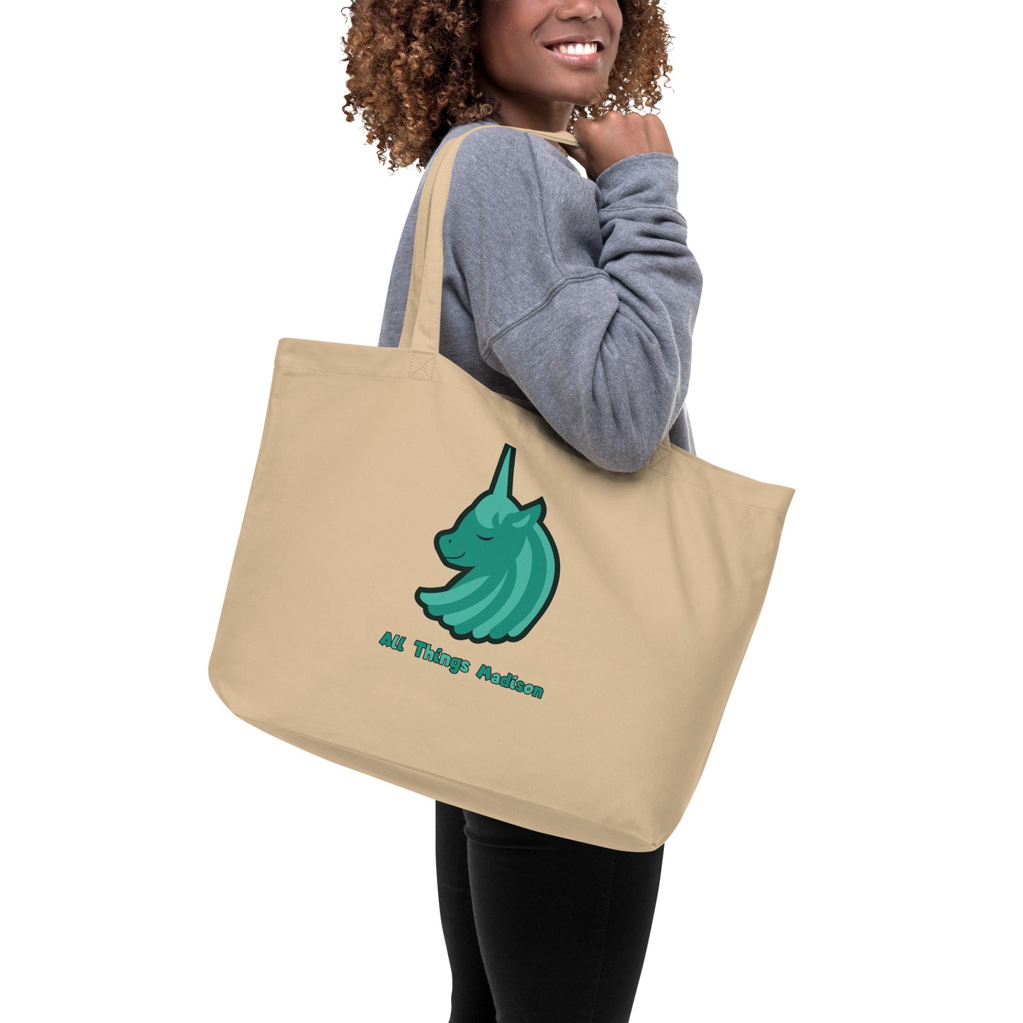 Large Unicorn organic tote bag
