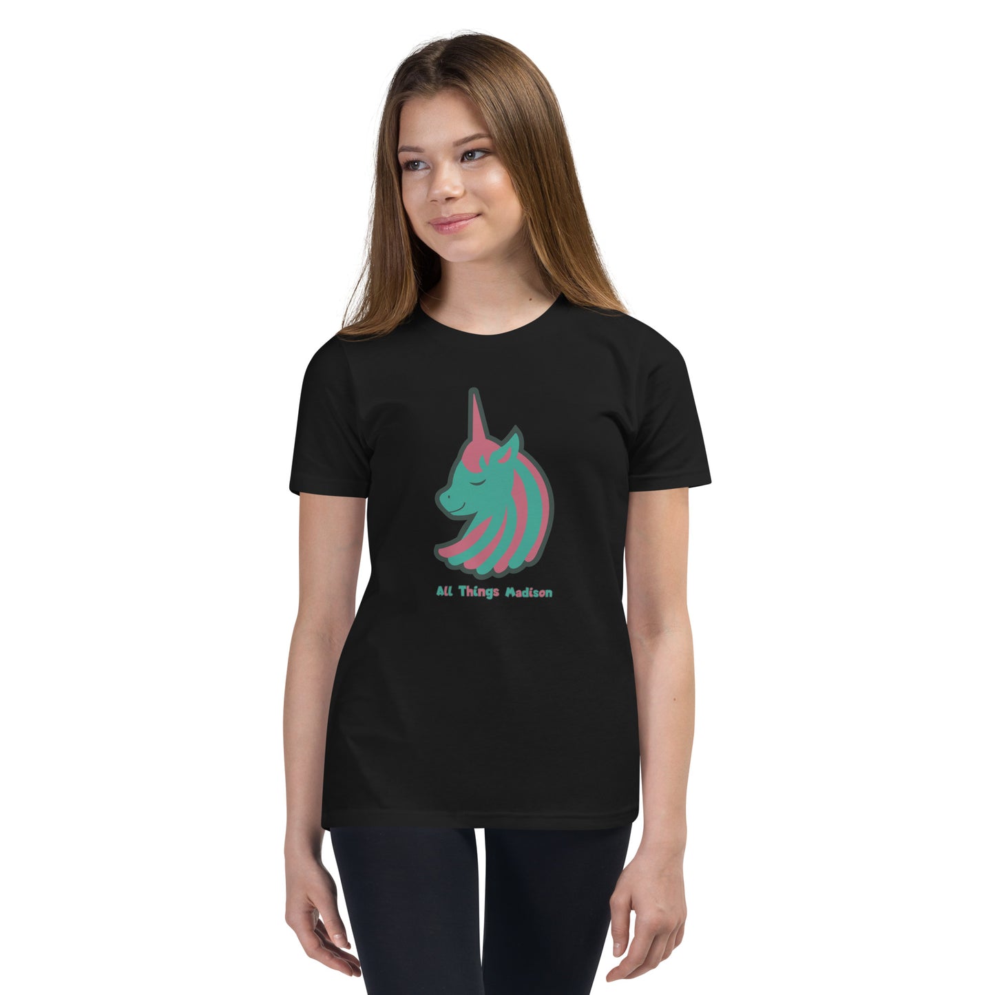 Girl's Youth Short Sleeve Unicorn (green) T-Shirt